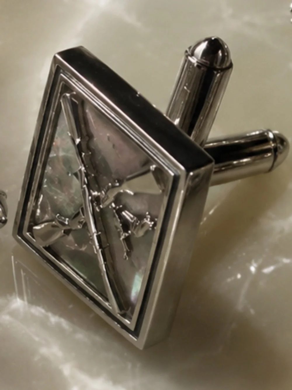 Vintage Silver Tone Duck Hunter Cufflinks & Matching Tie Tack Set– Formal